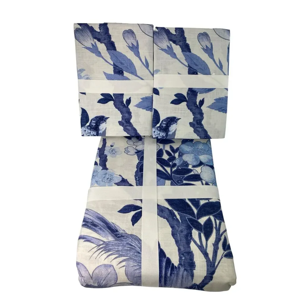 Pottery Barn Nola Blue Songbird Duvet Cover Queen Full & 2 Reg Sham Cotton NWT